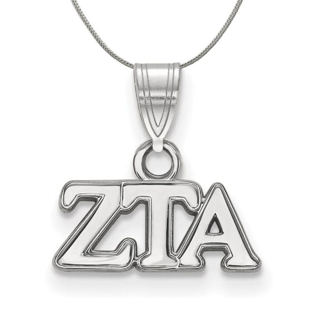 Sterling Silver Zeta Tau Alpha Small Greek Necklace - 24 Inch